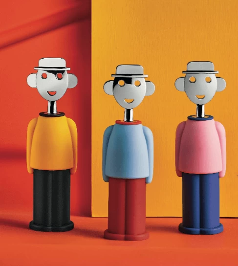 Alessi Alessandro M. Kurkentrekker Kunststof Rvs Roze-blauw 2 Alessi Alessandro M. Kurkentrekker Kunststof Rvs Roze-blauw - Afbeelding 2