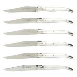 Laguiole En Aubrac Steakmes 11,5 Cm Acryl Wit 6 Stuks