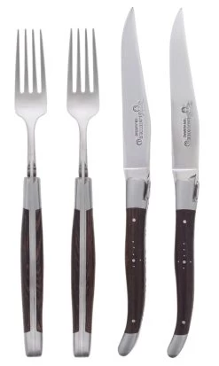 Laguiole En Aubrac Shepherds Cross Steakmessen Met Vorken Wengéhout 4-delig