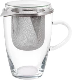 Oldenhof Lyra Theeglas Met Zeef En Deksel 350 Ml Glas Rvs 2-delig