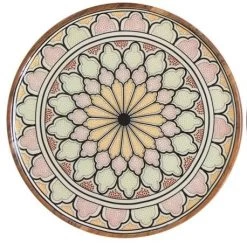 By Room Dienblad ø 40 Cm Mangohout Moroccan Print Bloemmotief Geel/rood/roze