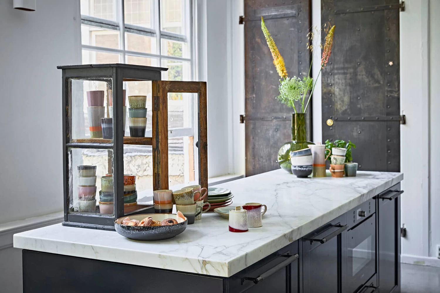 HK Living 70's ACE6864 Virgo Cappuccinomok 300 Ml Aardewerk Grass-Stream-Hail-Rock 4-delig 4 HK Living 70's ACE6864 Virgo Cappuccinomok 300 Ml Aardewerk Grass-Stream-Hail-Rock 4-delig - Afbeelding 4