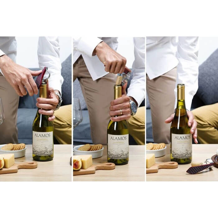 Peleg Bottle Tie Kurkentrekker Wijnglazenpatroon 11,5 Cm Rvs Rood 4 Peleg Bottle Tie Kurkentrekker Wijnglazenpatroon 11,5 Cm Rvs Rood - Afbeelding 4