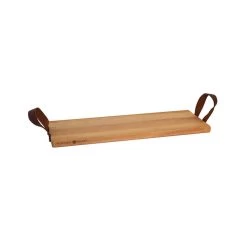 Bowls And Dishes Puur Hout Serveertray Met Lederen Handgrepen 49 X 19,5 Cm Beukenhout