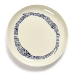 Serax Feast By Ottolenghi Bord S ø 19 Cm H 2 Cm Aardewerk White + Swirl-Stripes Blue