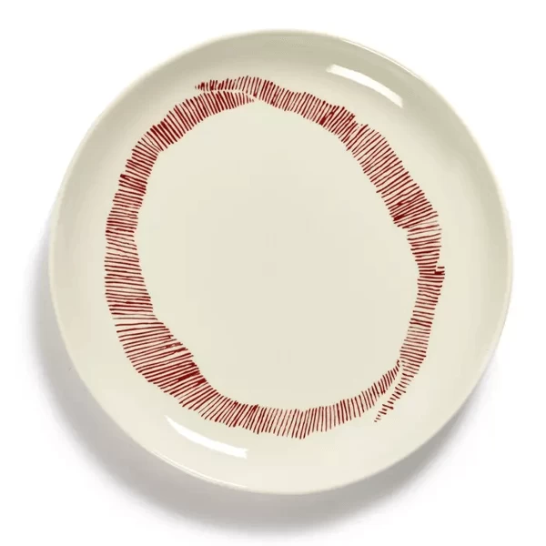 Serax Feast By Ottolenghi Bord S ø 19 Cm H 2 Cm Aardewerk White + Swirl-Stripes Red 1 Serax Feast By Ottolenghi Bord S ø 19 Cm H 2 Cm Aardewerk White + Swirl-Stripes Red