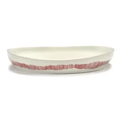 Serax Feast By Ottolenghi Serveerschaal L ø 36 Cm H 6 Cm Aardewerk White + Swirl Stripes Red