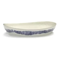 Serax Feast By Ottolenghi Serveerschaal S ø 30 Cm H 6 Cm Aardewerk White + Swirl Stripes Blue